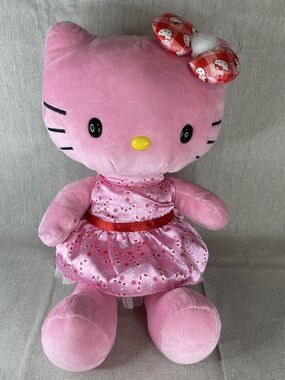 Build A Bear Holly Jolly Hello Kitty Pink 18” Plush 2023 Sanrio Candy Cane Dress
